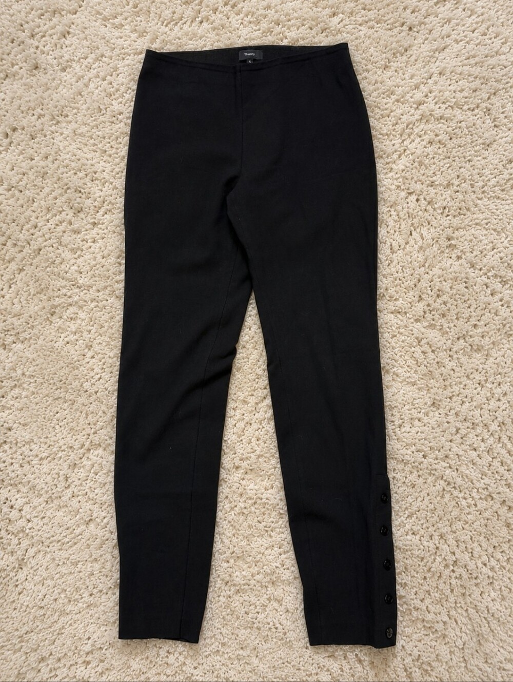 Theory Button Legging in Eco Stretch Cotton Black Pull On S Small
